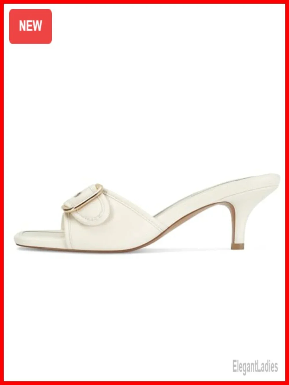 Vegan Leather Kitten Heel Sandals Square Open Toe Mule Slip On Dress Shoes